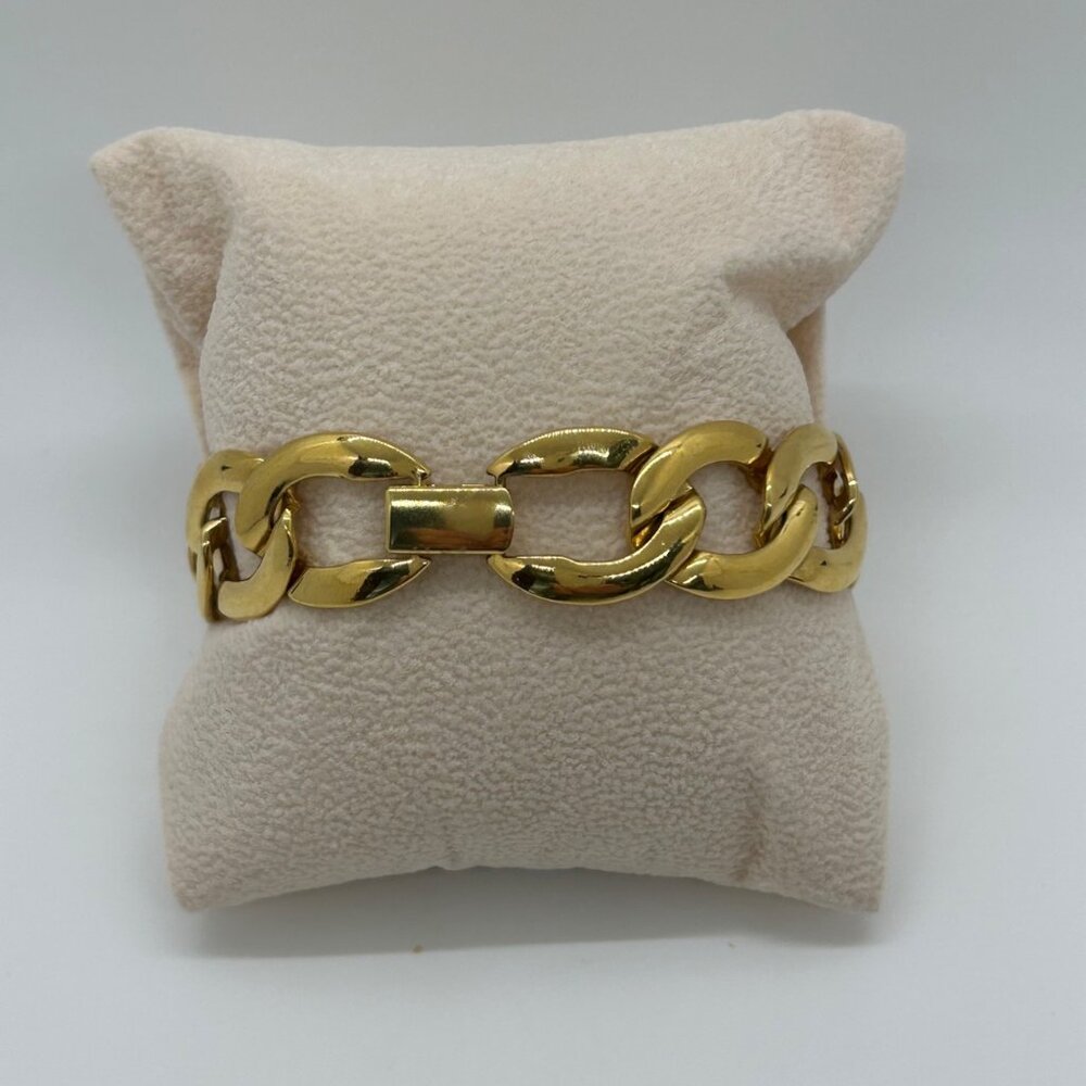 Vintage Napier Gold-tone Bracelet Chunky Curb Link 80s Designer Statement 7 in. - Picture 5 of 14